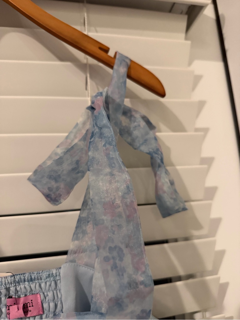 Francesca's Collections Light Blue Floral Tie-Strap Dress - Picture 8 of 8